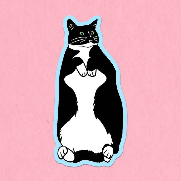 Autocollant Xena Tuxedo pour chat pour la vente par Kate Gabrielle