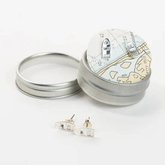 New England Dory Earrings Sterling Silver for wholesale by Patsy Kane | Nautical