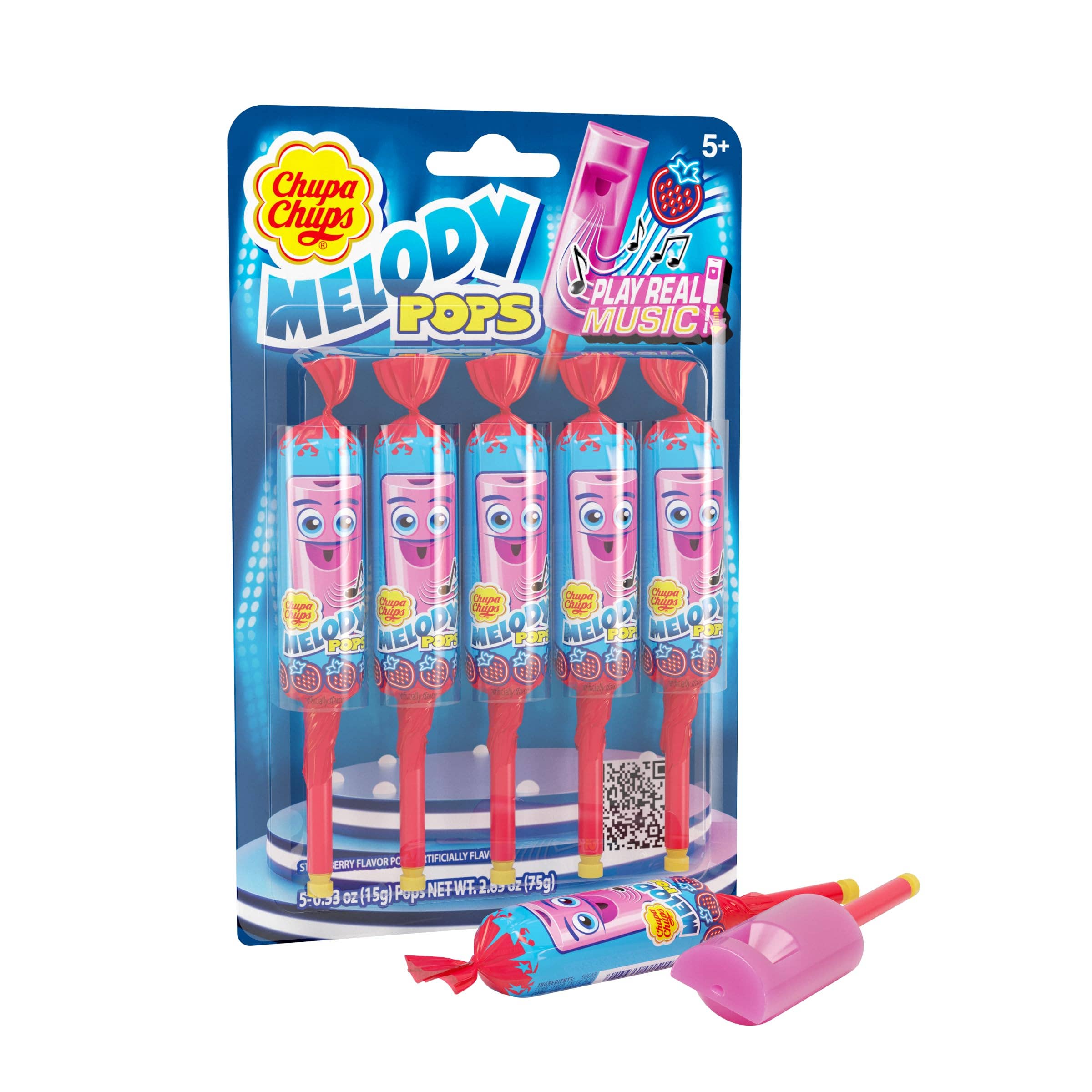 Long Island Candy Factory - Wholesale Lollipop - Chupa Chups Melody Pops 5ct Strawberry0