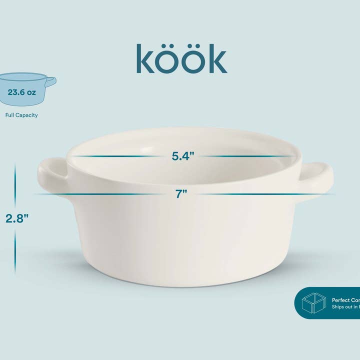 Kook - Wholesale Bowl - Kook Ceramic Stackable Soup Bowls, 23.6 oz, Set of 4