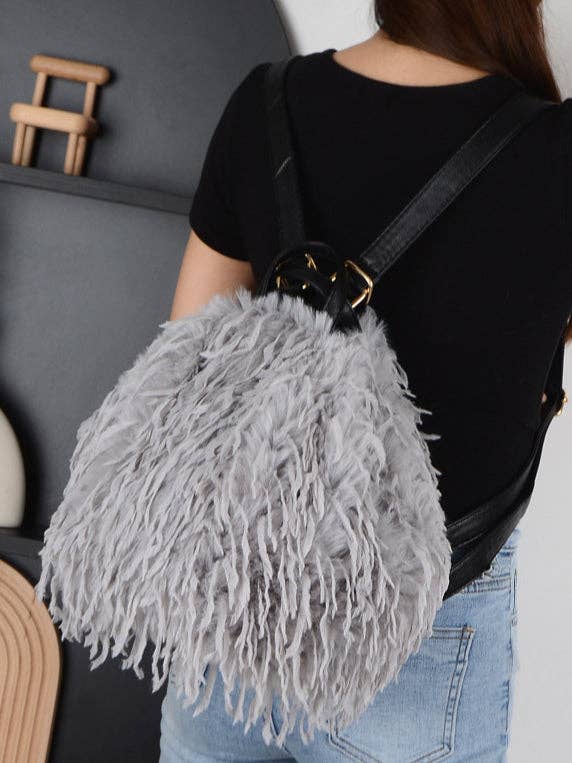 Ladies Faux Mongolian Fur Tote Two Shoulder Bag SKAB4094 for wholesale by Sweetkama