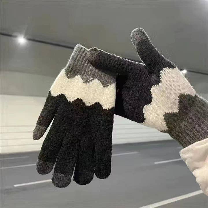 UZ Wholesale Store - Wholesale Gloves - Women's - Fleece Lined Touchscreen Knit Gloves With Water Ripples3
