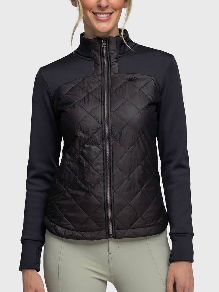 Giacca nera trapuntata frontale con zip per la vendita all'ingrosso da parte di Kastel Denmark