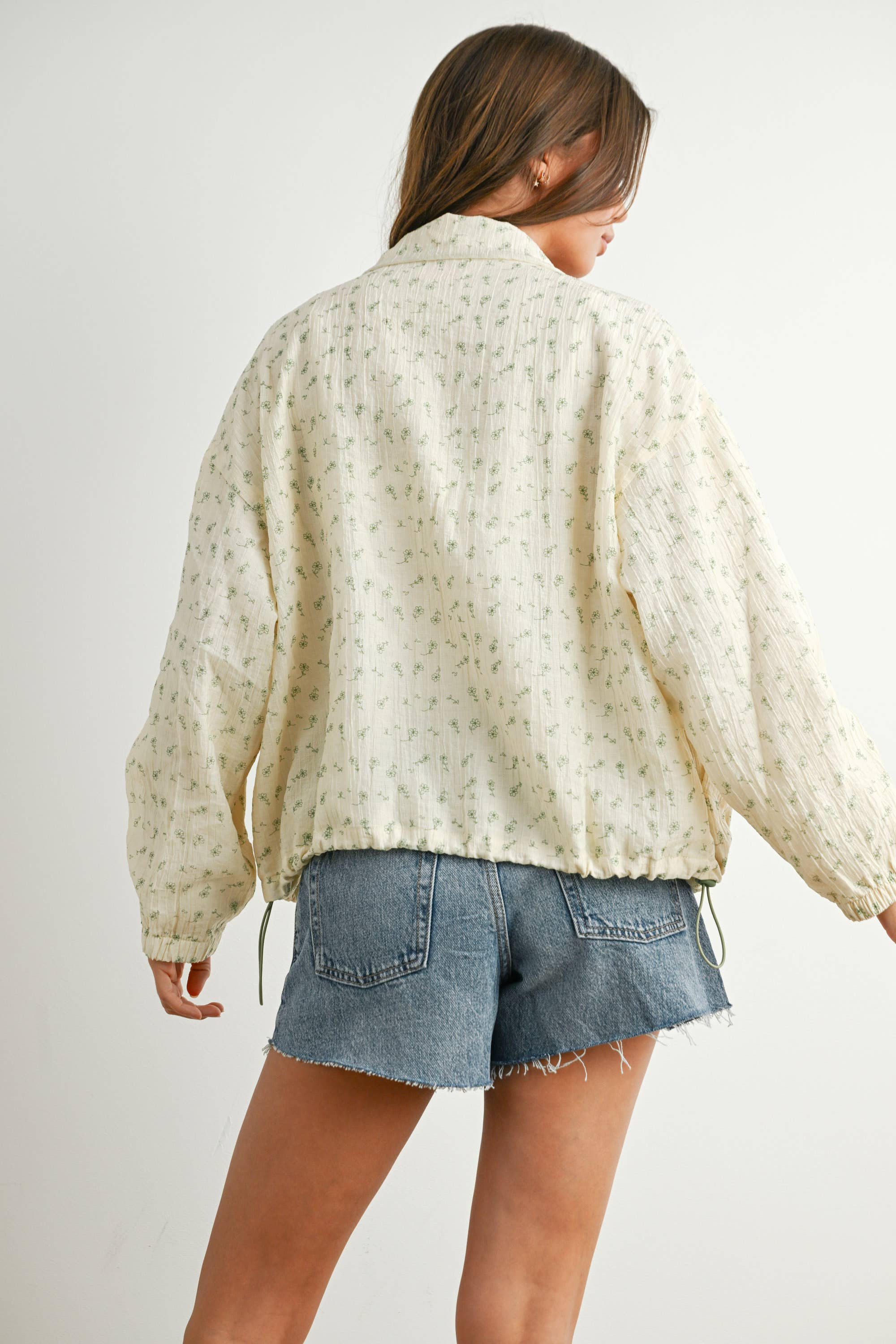 BUTTERMELON - Wholesale Jacket - Women's - Floral Zip-Up Collared Jacket - BMJ788227