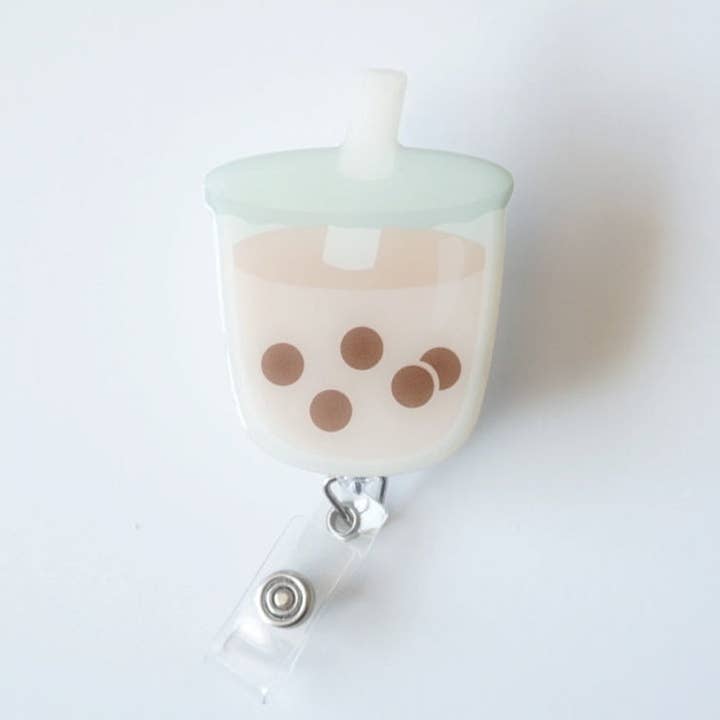 Boba Badge Reel for wholesale by Naptime Doodler