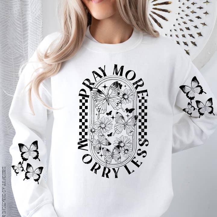 Pray More Worry Less Crewneck - Single Color for wholesale by Gabbie Co.