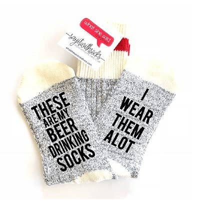 Beer Drinking Socks for wholesale by What She Said Creatives