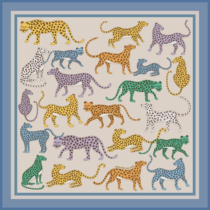 Dubbelzijdige Zijde Sjaal Van Luipaarden Tuin voor wholesale door Jessie Zhao New York