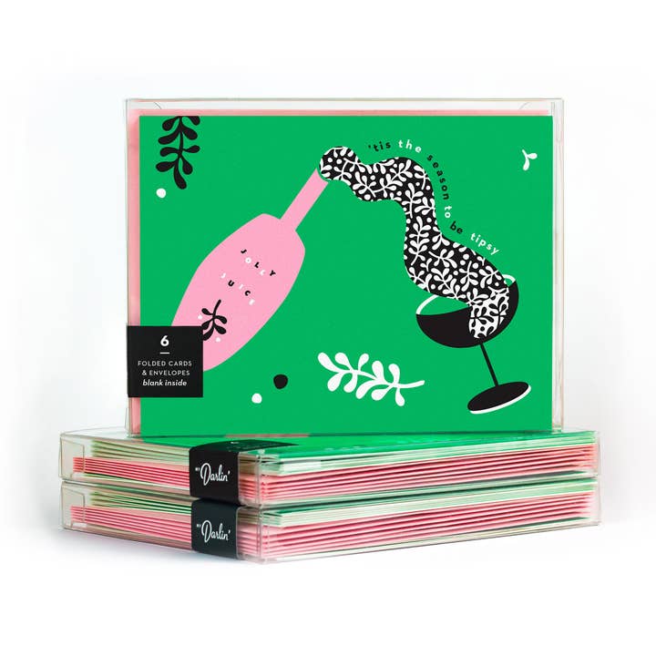Dit is het seizoen van Be Tipsy Boozy Funny Holiday Card, set van 8 voor wholesale door My Darlin'
