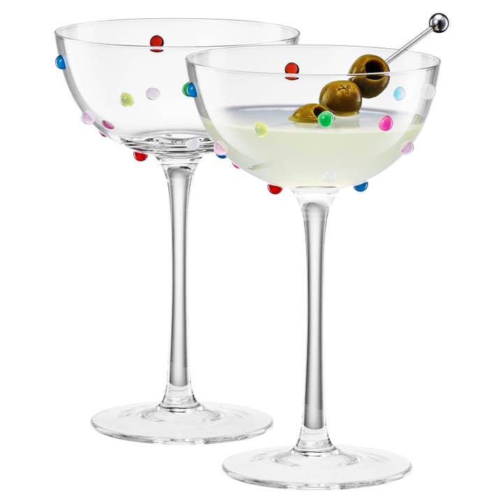 Coupes à champagne vintage Confetti | Lot de 2 | 220 ml pour la vente par The Wine Savant / Khen Glassware