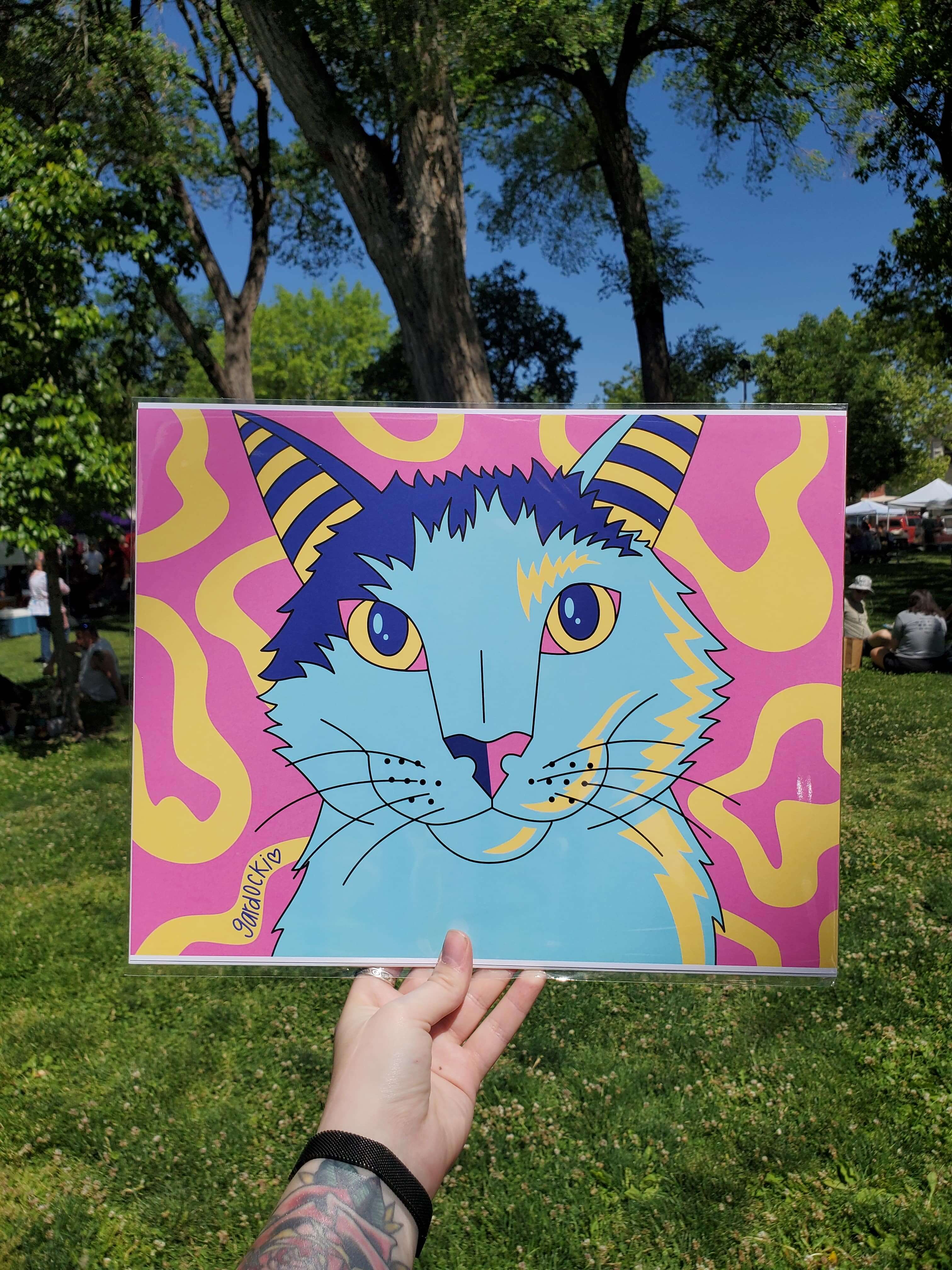 Brianna Gardocki Art - Wholesale Art Print - Fruit Loops Art Print, Cat, Psychedelic, Funky, Pastel1