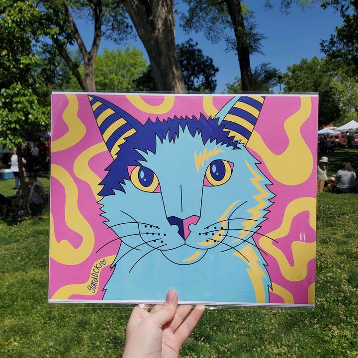Brianna Gardocki Art - Wholesale Art Print - Fruit Loops Art Print, Cat, Psychedelic, Funky, Pastel1