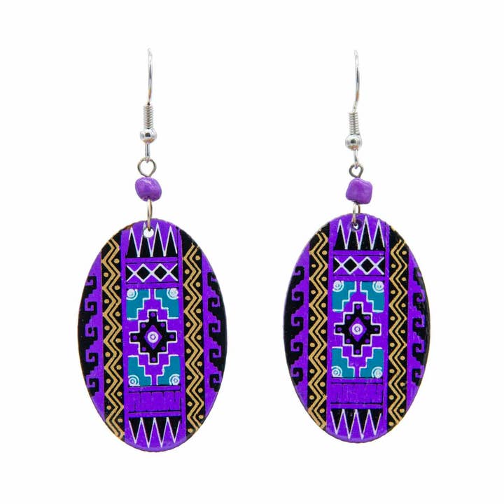 Oval Incan Pattern Earrings for wholesale by Siesta