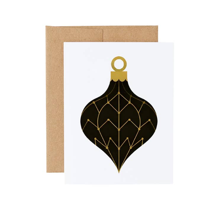Cryptic Paper Co. - Wholesale Stationery/Notecard Set - Boxed Set of Art Deco Black & Gold Christmas Notecards4