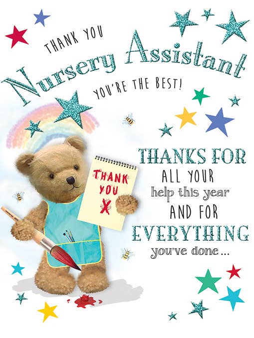 Gracias Tarjeta de Oso de Arte Asistente de Guardería para venta al por mayor de Piccadilly Greetings