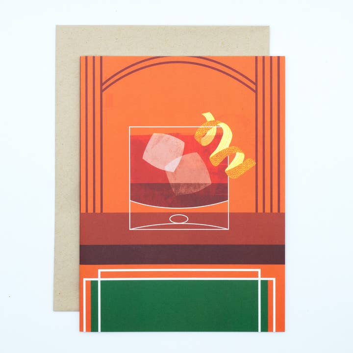 Negroni Cocktail Greeting Card for wholesale by Astrid Weguelin Illustration