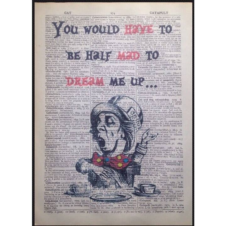 Mad Hatter Half Mad Quote - Impresión artística para pared para venta al por mayor de Parksmoonprints