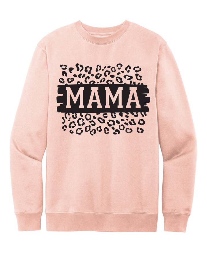 Sweat-shirt à col rond Leopard Mama pour la vente par True North Wholesale, LLC