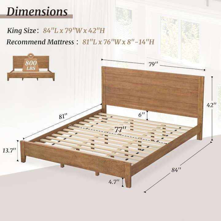 ShipItFurniture - Wholesale Bed - King Size Acacia Wood Platform Bed Frame With Headboard1