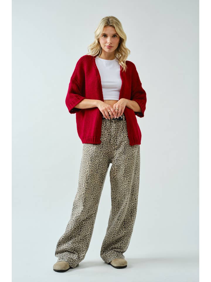 Red SA00115T - Chunky Open Cardigan for wholesale on Faire0