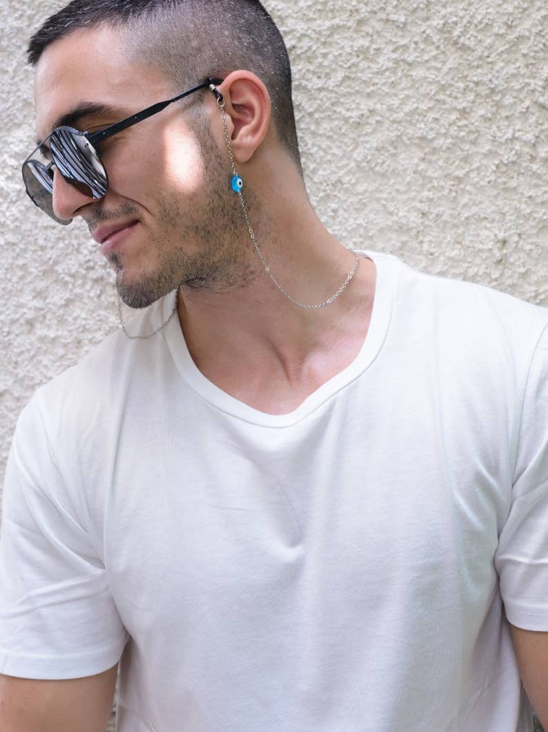 Christina Christi – Großhandel Sonnenbrillen-/Brillenband – Herren – Brillenkette Männer, Silberne Brillenkette, Herren Brillen Cha6