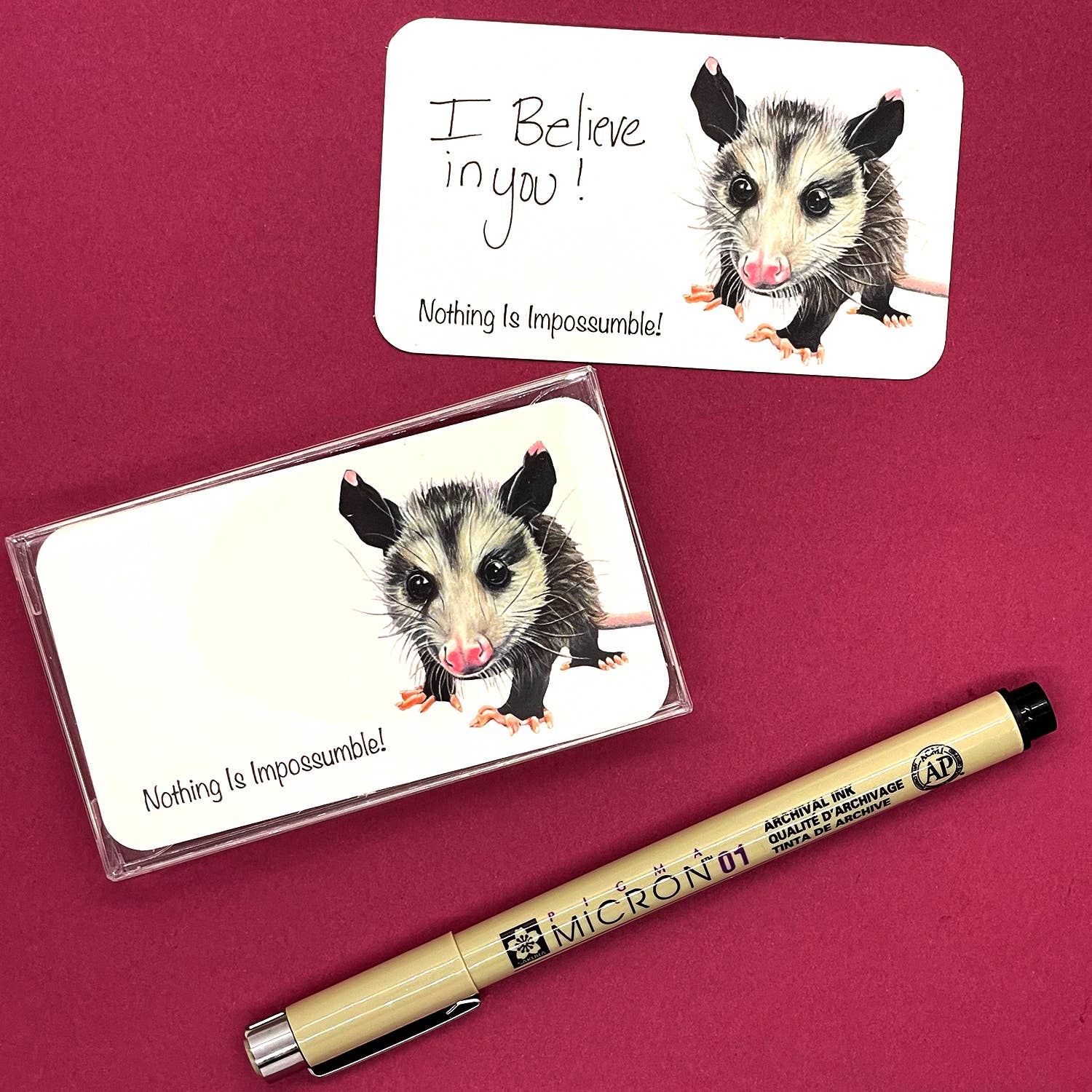 Woollybear Travels - Wholesale Stationery/Notecard Set - Pawsitive Notes- Rescued Opossum (Lunch Box Notes)2