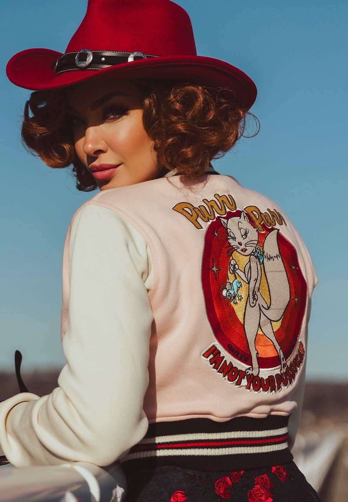 pink College Jacket "Purr Purr" for wholesale on Faire5