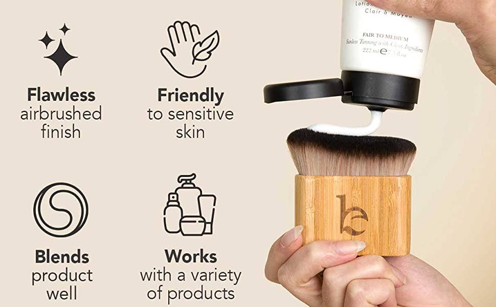 Beauty By Earth - Vente Pinceau de maquillage joue/visage - Pinceau à estomper pour le corps Kabuki à application autobronzante10