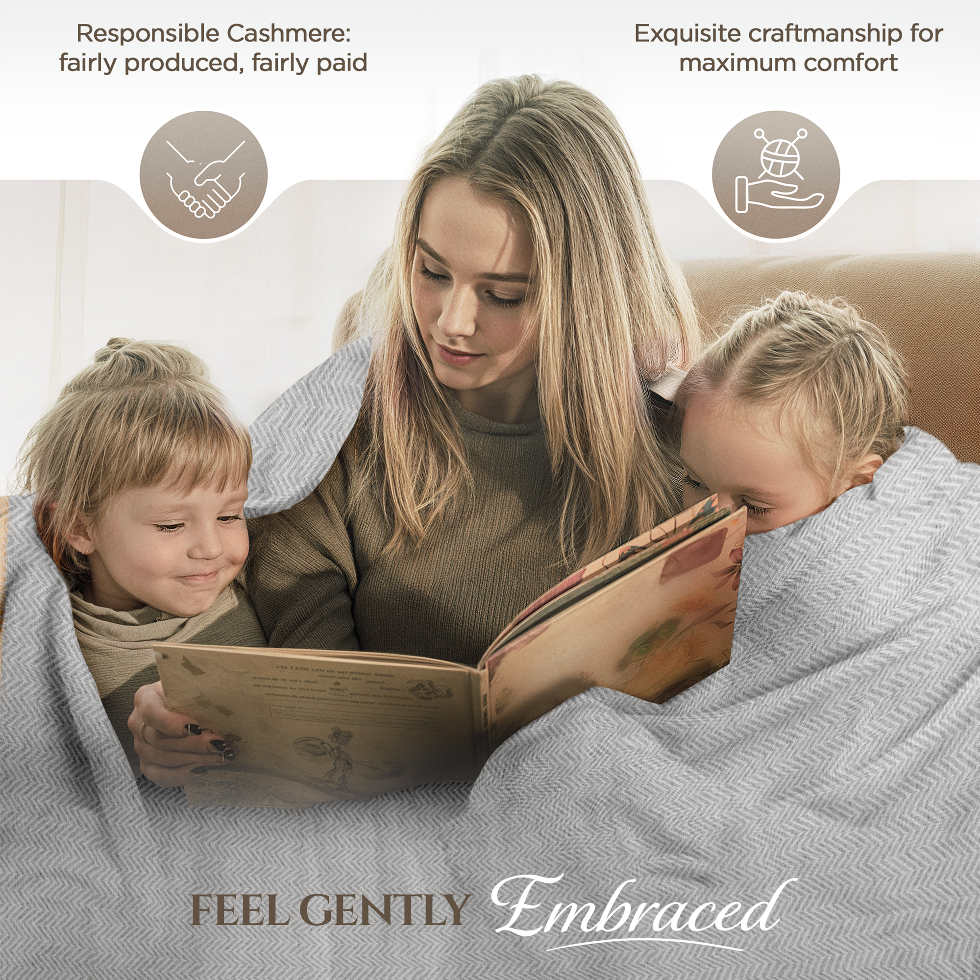 yanopurna - Wholesale Throw Blanket - Cashmere blanket with large herringbone - grey4