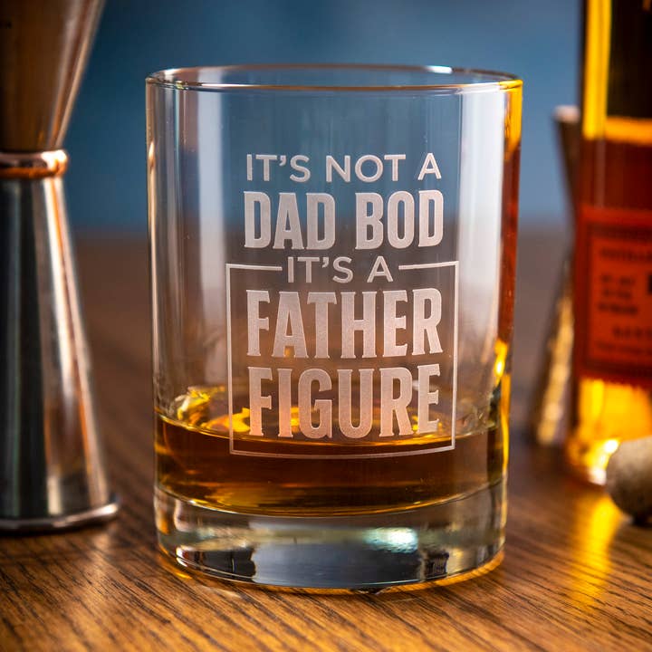 Dad Bod Whiskey Glass for wholesale by A to Z Imaging and Design