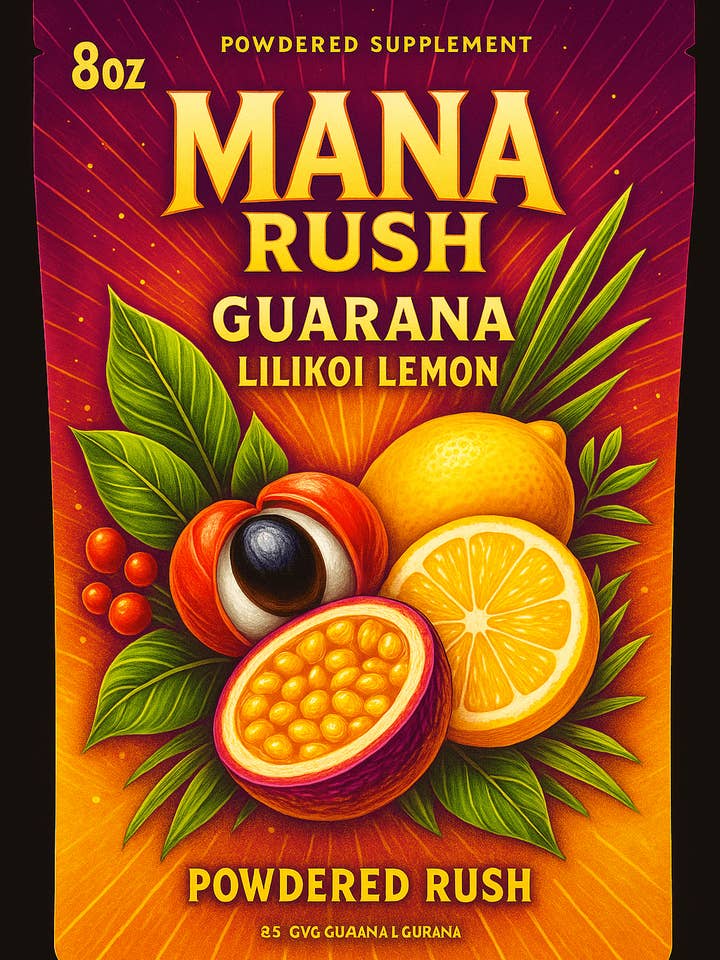 Mana Rush Guarana – Lemon Lilikoi Tropical Focus. Natural Energy. Zero Crash for wholesale by SuddenRush Guarana