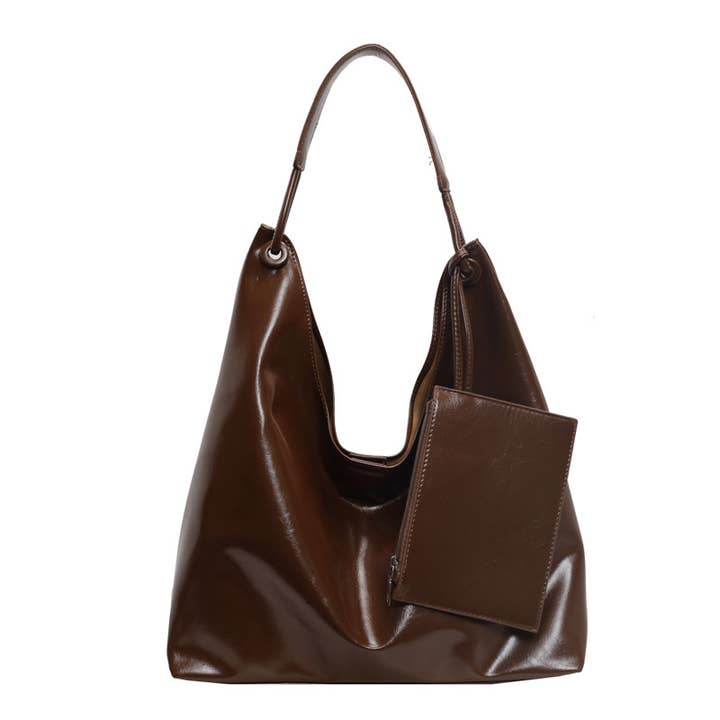 Vintage Gloss Leather Tote Bag Hobo Tote Bag with Pouch for wholesale by NARWEY INC