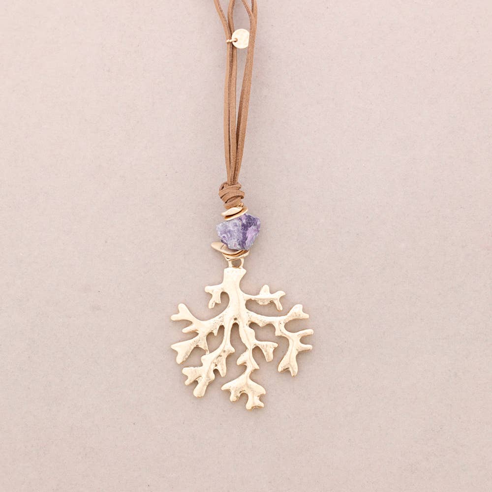 Sonata – Engroshandel Halskæde med vedhæng – Lang halskæde med koralvedhæng i metal6