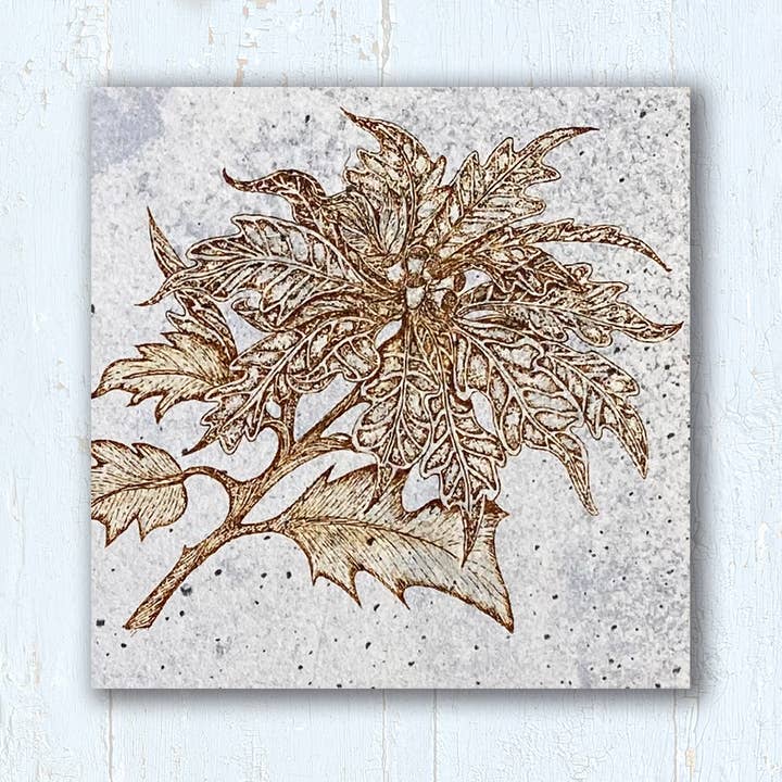 Art Tile | Poinsettia w/ stand | 4"x4" for wholesale by Art of the Tile