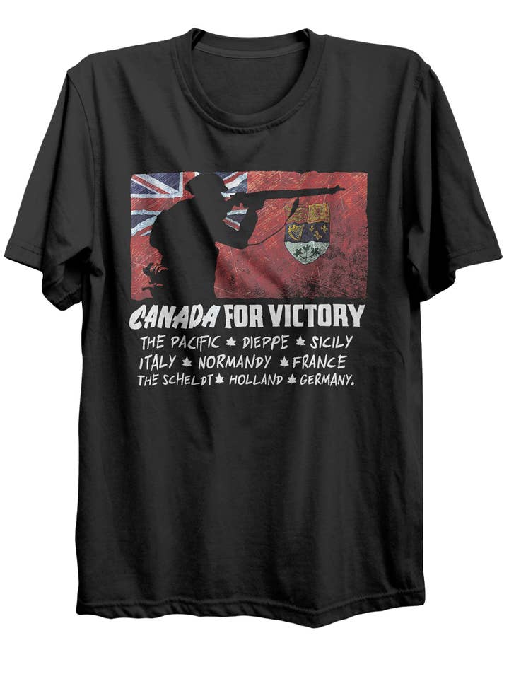Canadian Army World War 2 Battles T-Shirt for wholesale by Canada for Victory
