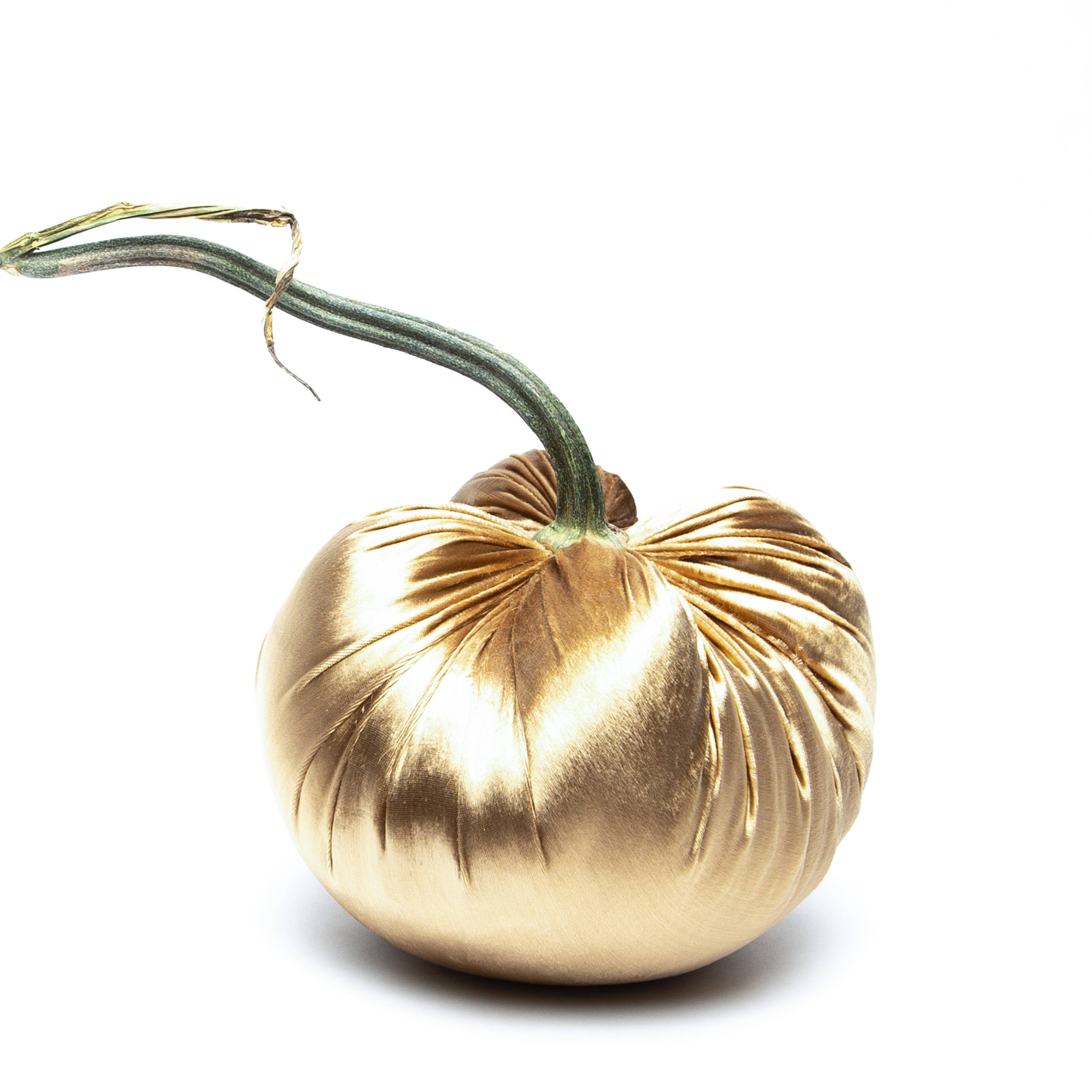 Hot Skwash - Wholesale Decorative Tabletop Object - Brass Silk Velvet Pumpkin2