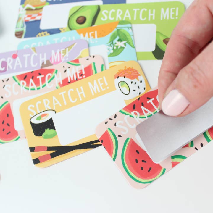 Inklings Paperie - Wholesale Stationery/Notecard Set - Scratch-off Lunchbox Notes - Foodie4