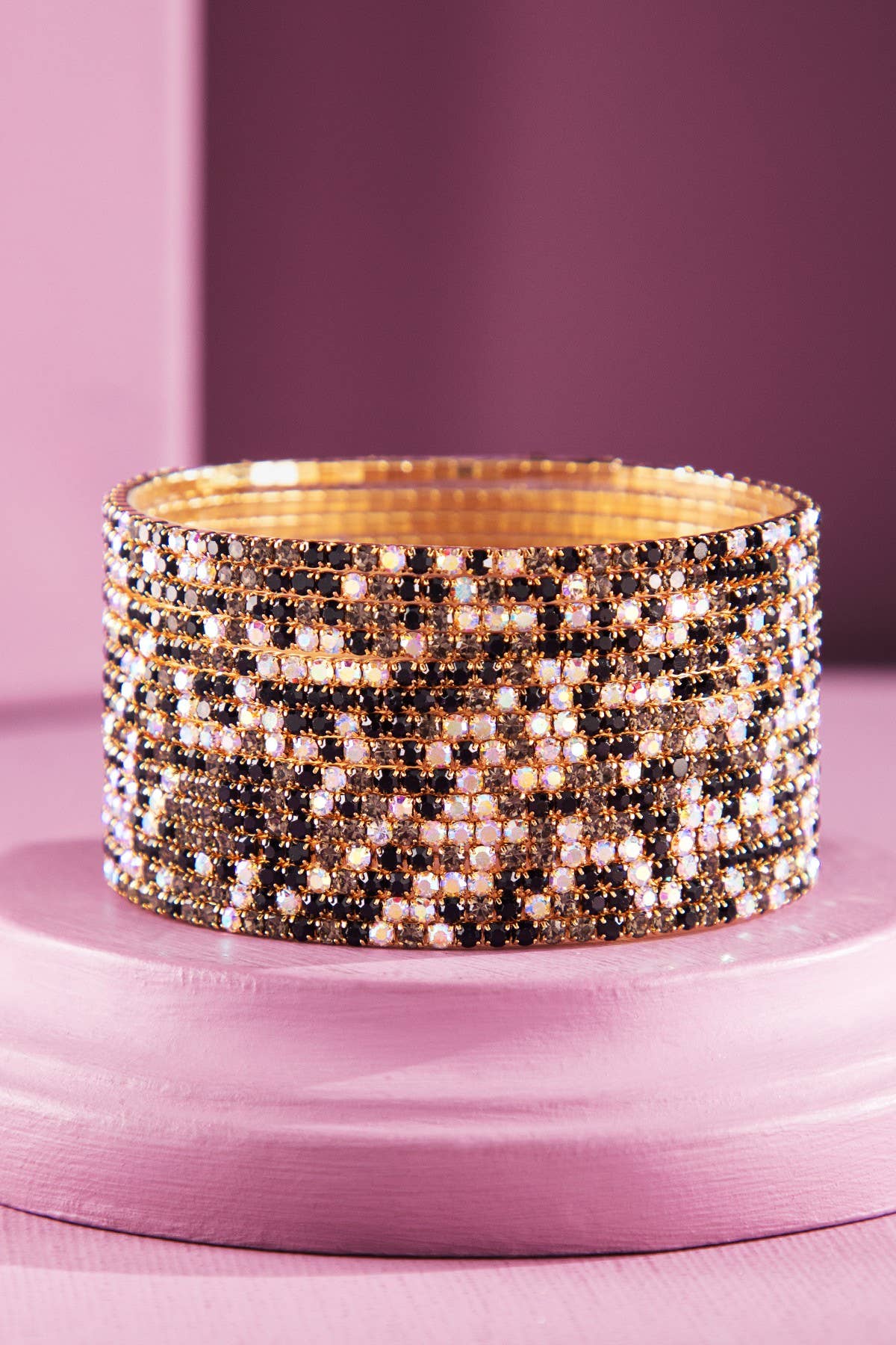 Urbanista - Wholesale Bangle Bracelet - 15-Layered Stackable Glass Stone Bracelets4