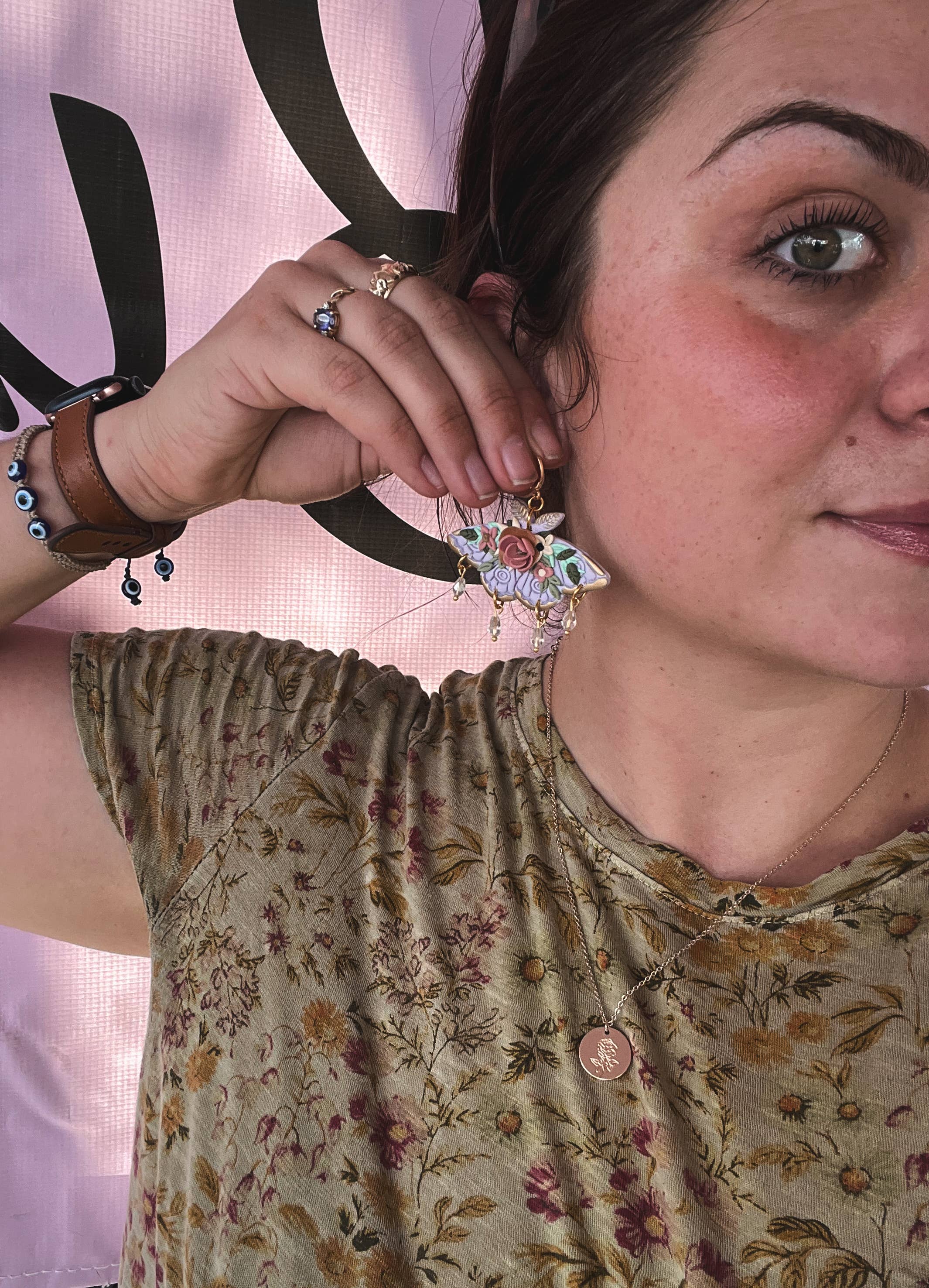 Sugar Bird Jewels - Wholesale Dangle Earrings - Tea time Victorian floral moths 1