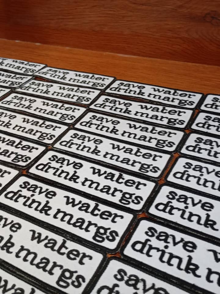 Save Water drink Embroidered patches for wholesale by Icon Punch