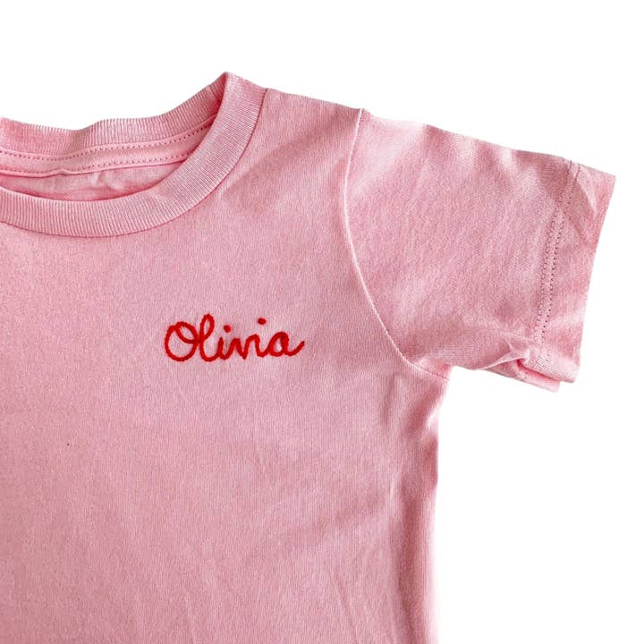 BABY Custom T Shirt with Personalized Embroidery for wholesale by Club Chainstitch
