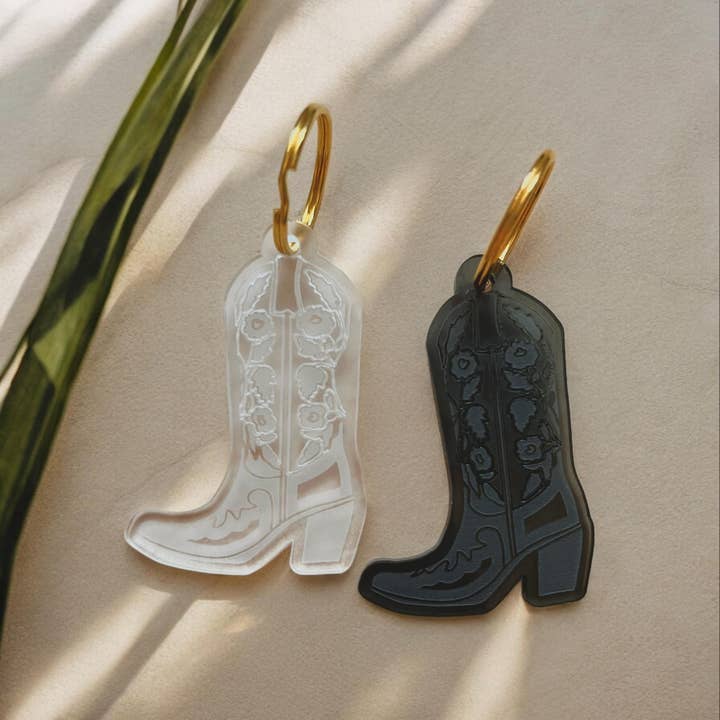 GoneWestDesigns - Wholesale Keychain - Women's - Floral Rose Cowboy Boot Western Keychain Jewelry