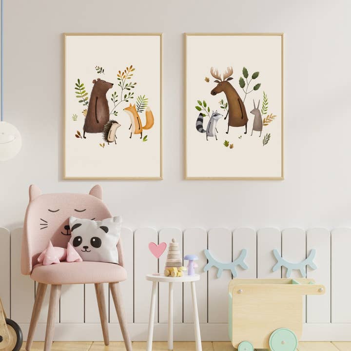 Set mit 2 Kinder-Tierpostern für den Großhandel von Urchin Bay