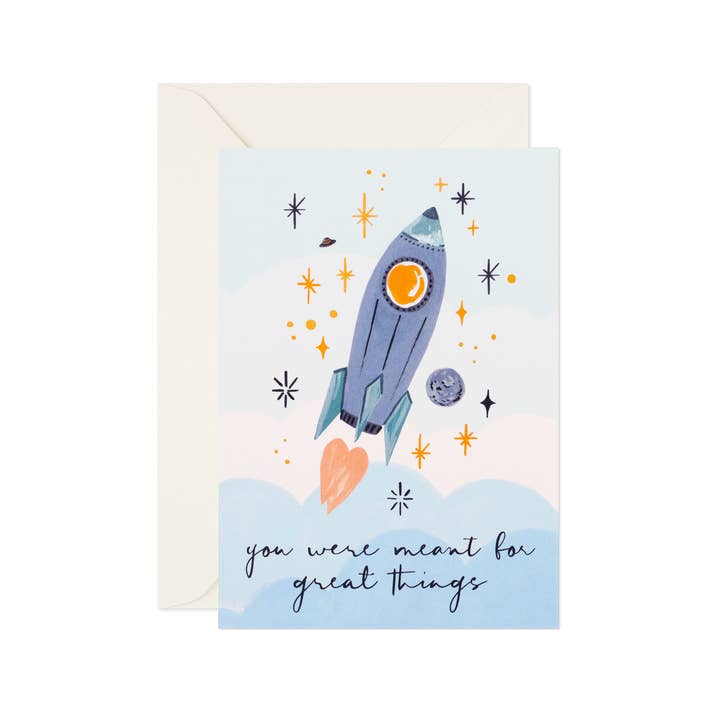 Encouragement Card "Rocket" Space and UFO for wholesale by Day One Paper Co.
