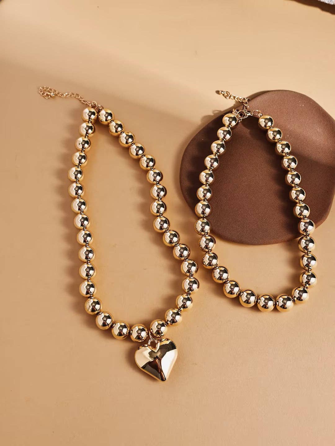 Katinki - Wholesale Pendant/Charm Necklace - Chunky Heart Pendant Beaded Necklace2