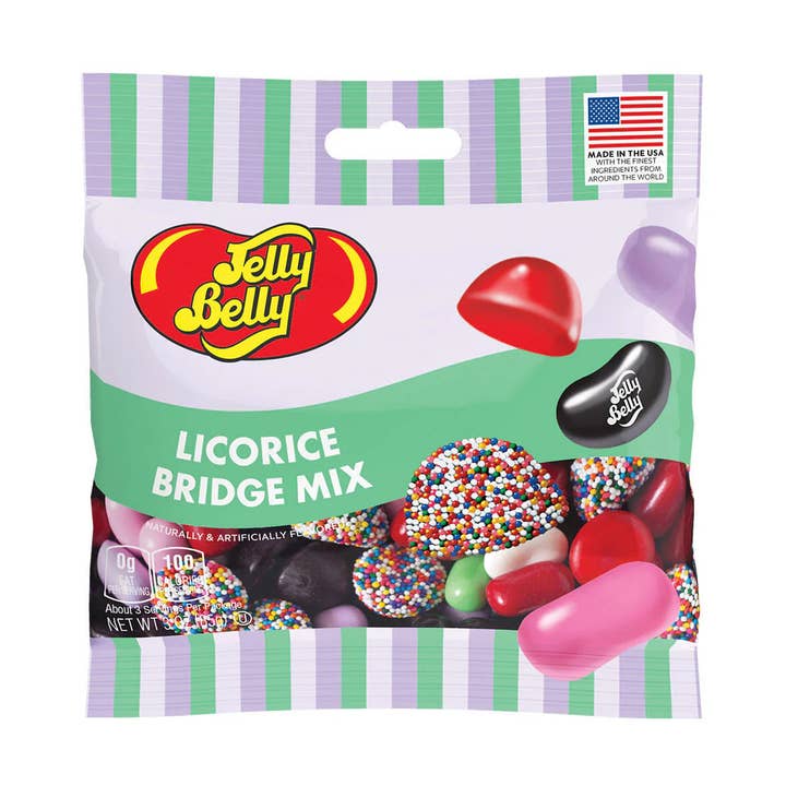 JELLY BELLY PEG BAG - LICORICE BRIDGE MIX 3.0oz 12ct for wholesale by Royal Wholesale