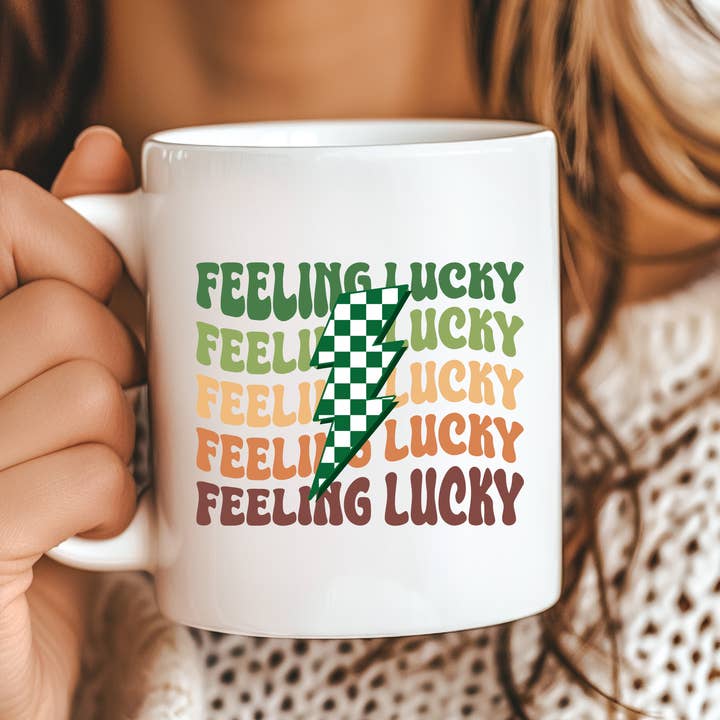 Feeling Lucky St Patrick's Day Mug for wholesale by Hello Gorgeous Mugs