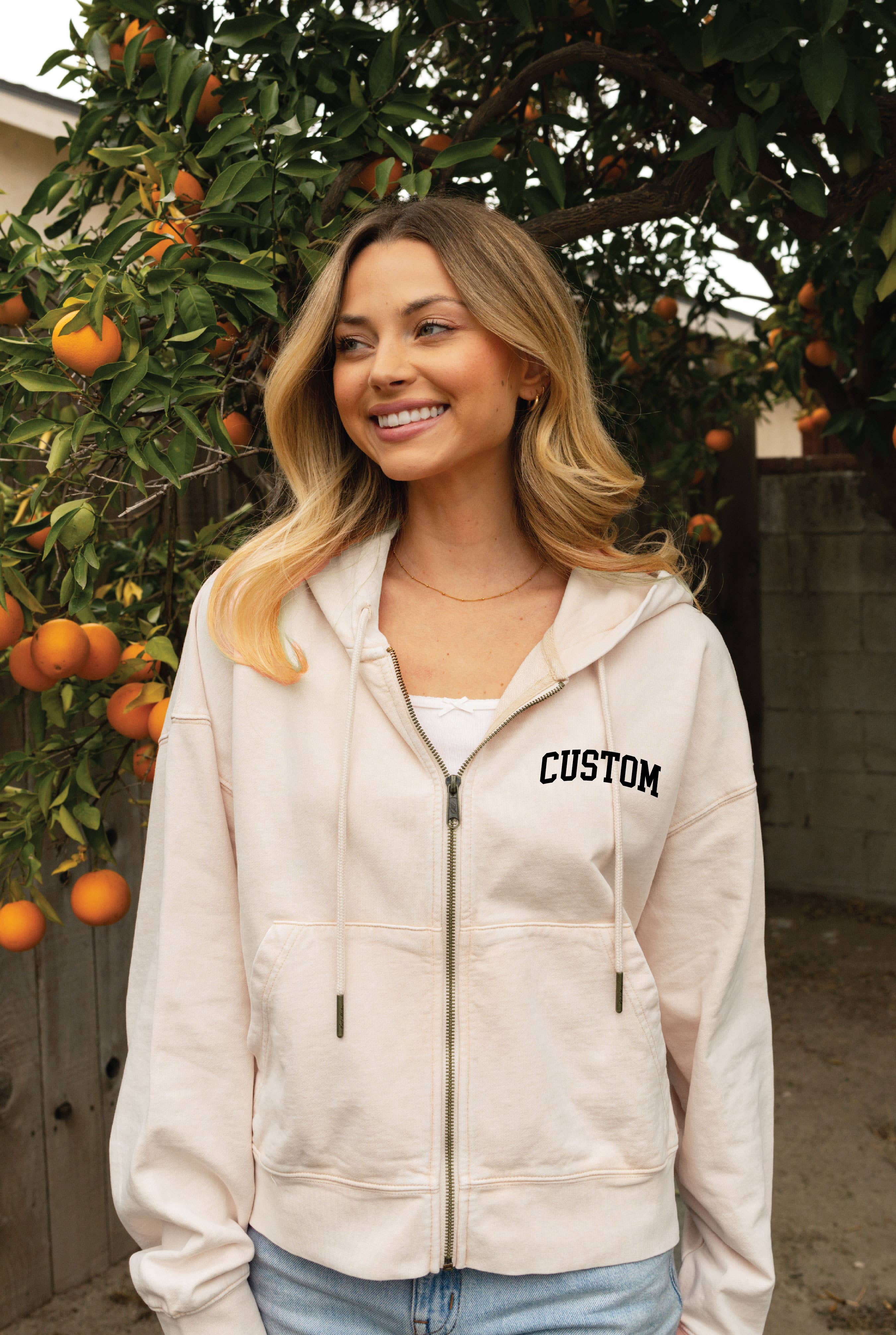 OAT COLLECTIVE - Wholesale Jacket - Women's - CUSTOM CROPPED Mineral Zipper Hooded Pullover1