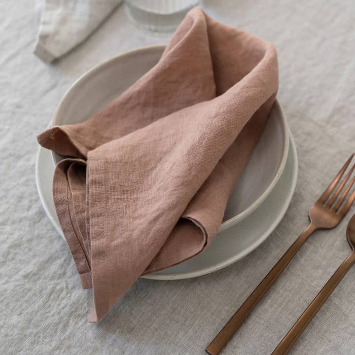 Linen Tales - Wholesale Dinner & Cloth Napkin - Cafe Creme Lightweight Linen Napkins Set of 2