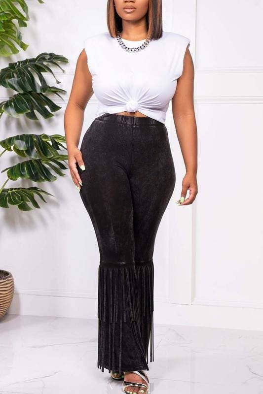 Fashion Combination - Wholesale Top & Pant Set (NOT Loungewear) - Women's - white tee and fringe pants set4